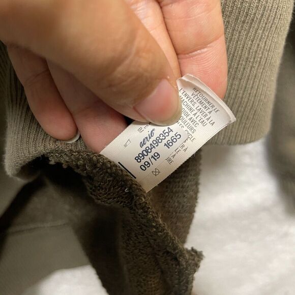 Aerie American Eagle Size XS Olive Green Oversized Cowl Neck Pullover Sweatshirt - Picture 8 of 11